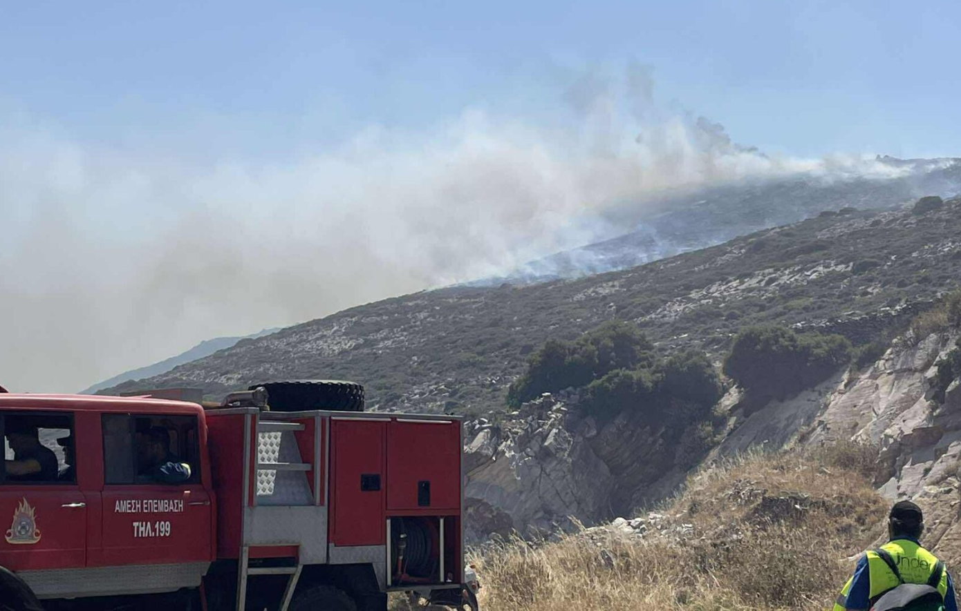Νάξος: Υπό πλήρη έλεγχο η φωτιά στον Κινίδαρο και τη Μονή