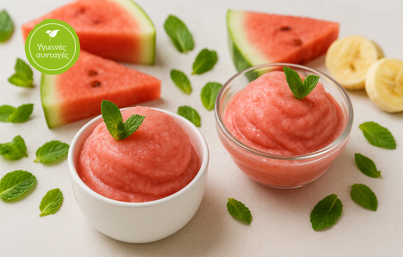 Sorbet καρπούζι και μπανάνα