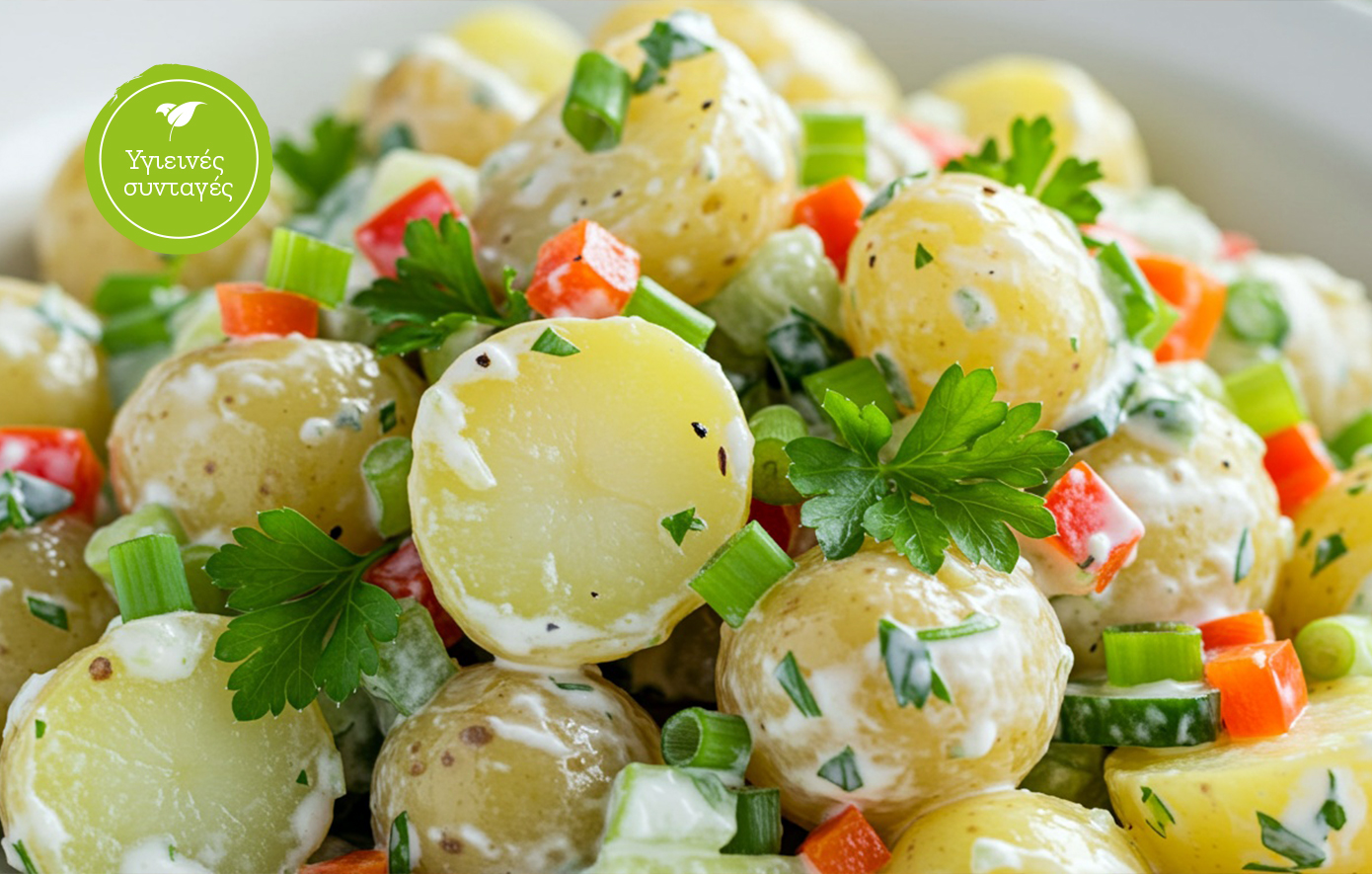 Δροσερή πατατοσαλάτα με dressing γιαουρτιού