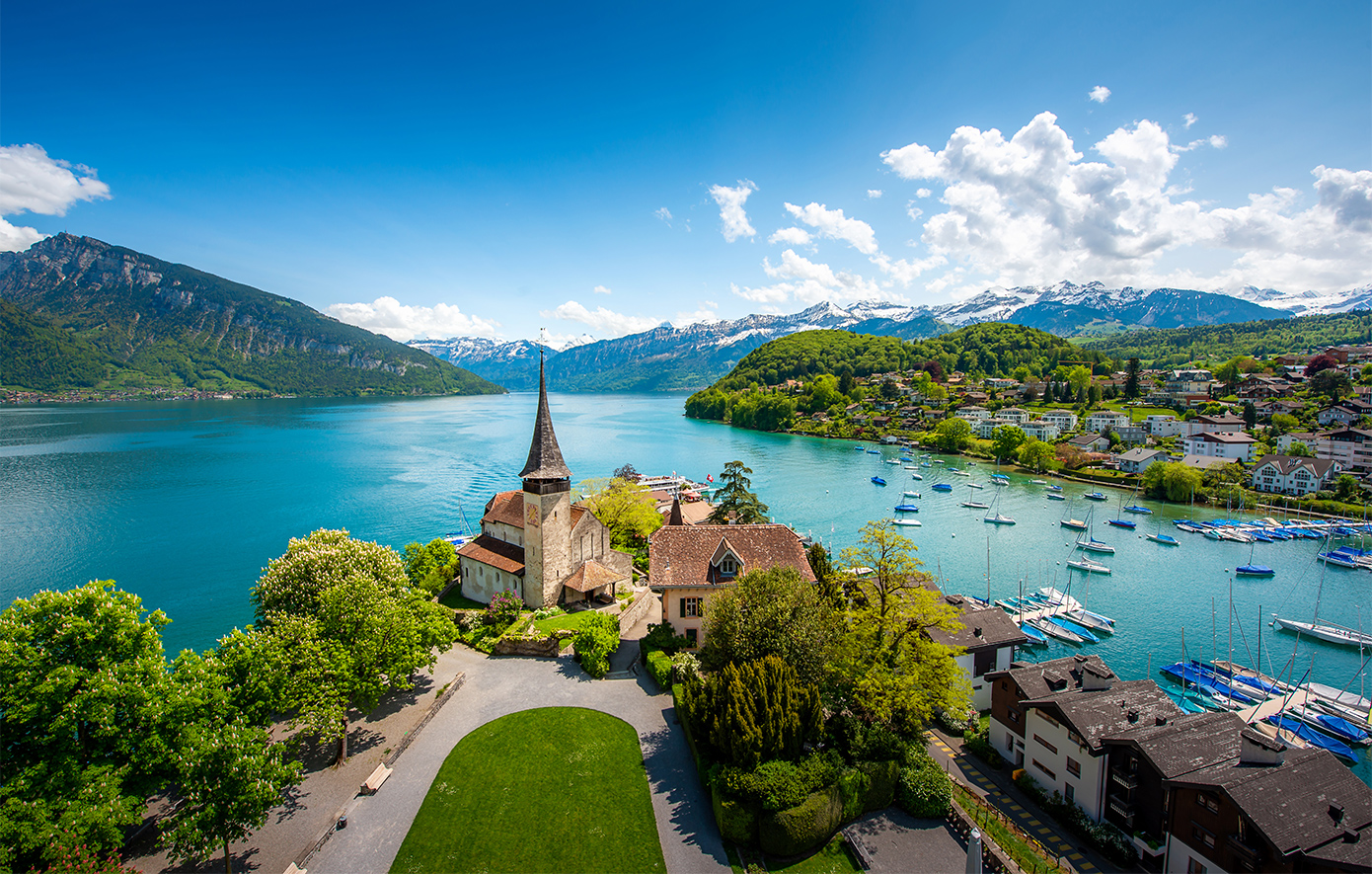 Λίμνη Thun Ελβετία Λίμνη Thun Ελβετία