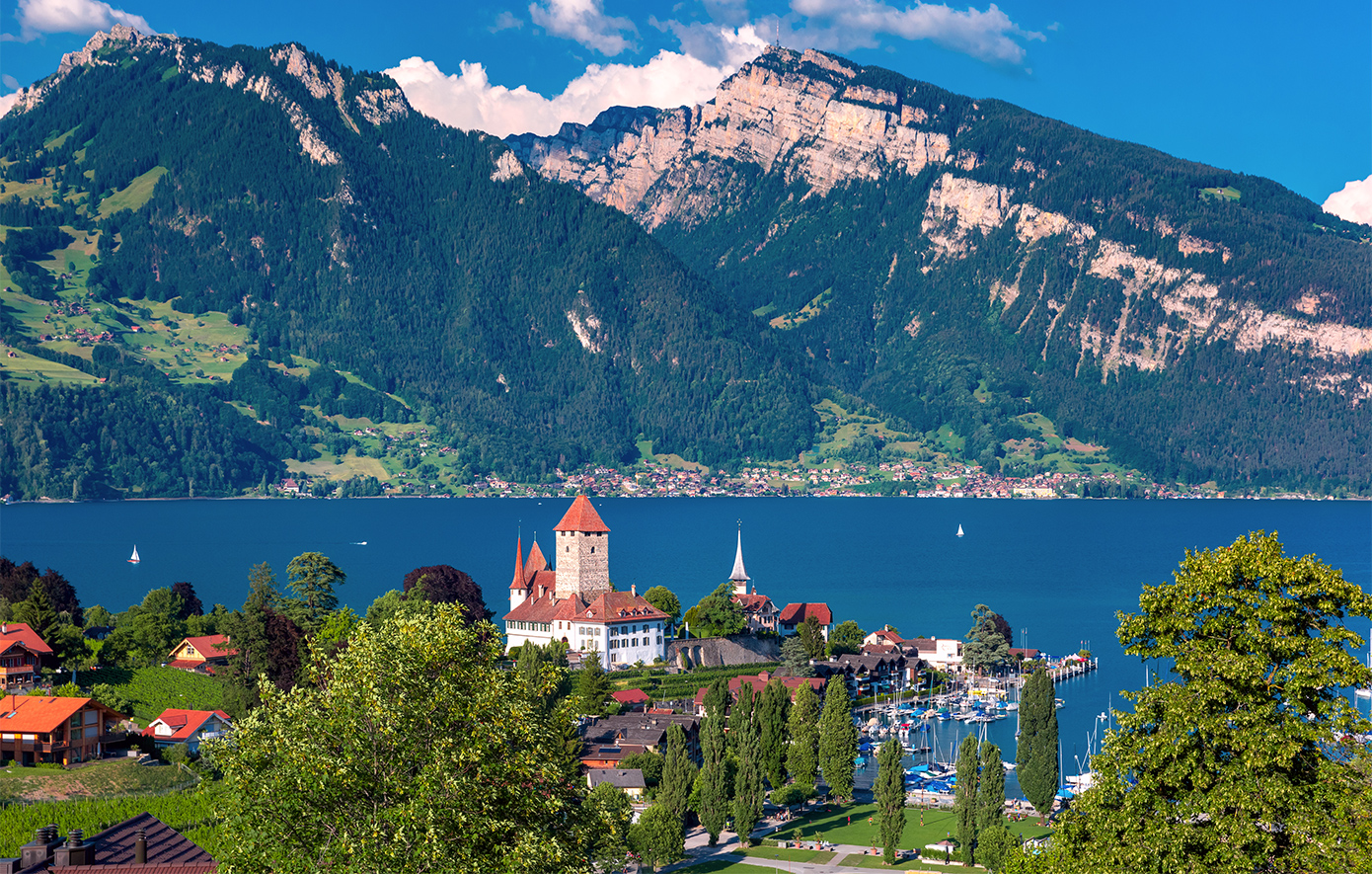 Λίμνη Thun Ελβετία Λίμνη Thun Ελβετία