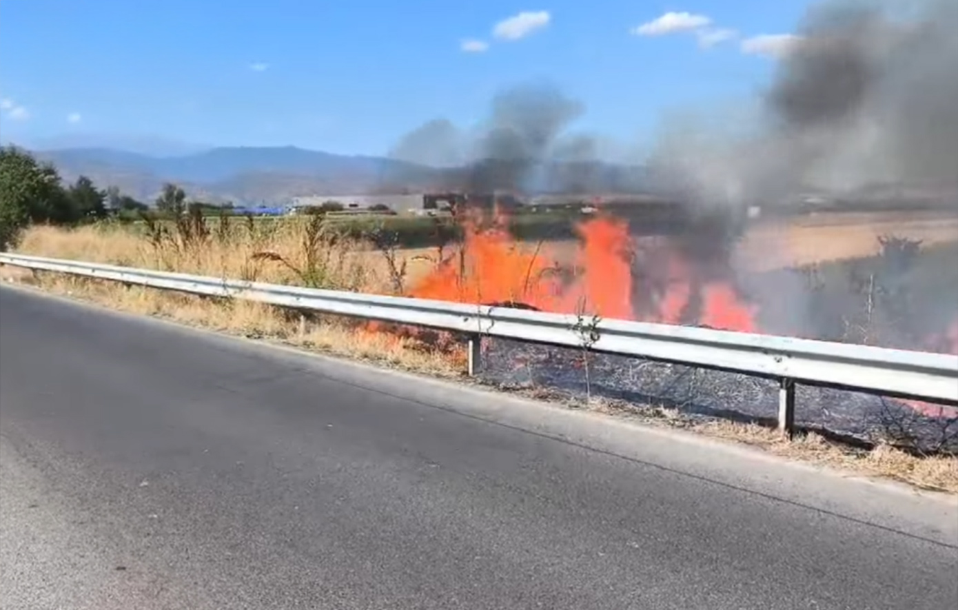 Φωτιά στην περιοχή του Τυρνάβου – Διακοπή κυκλοφορίας