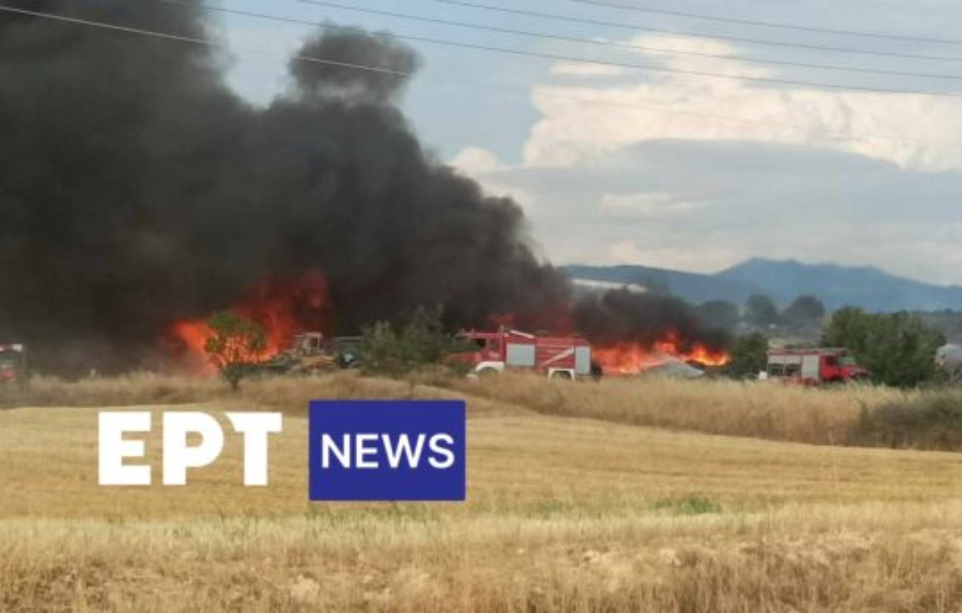 Μάχη με τις φλόγες στο εργοστάσιο στις Σέρρες &#8211; Μήνυμα από το 112