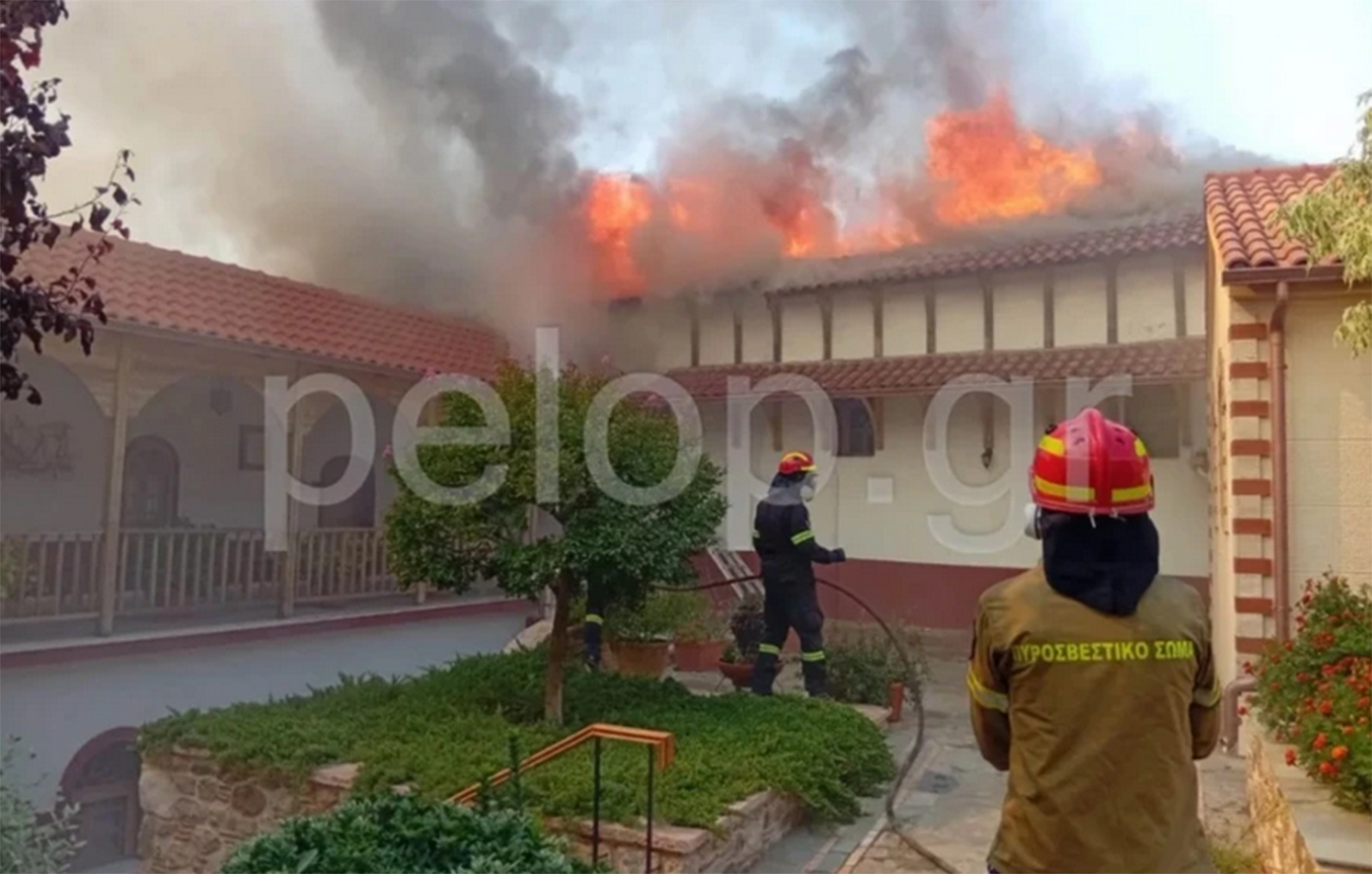 Καίγεται το μοναστήρι του Αγίου Νικολάου στην Πάτρα – Είχαν εγκλωβιστεί οι μοναχές