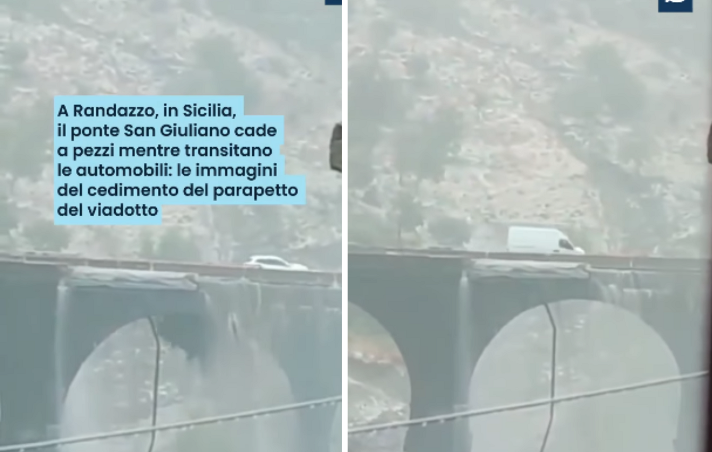 Σοκαριστικό βίντεο στη Σικελία: Γέφυρα διαλύεται τη στιγμή που διέρχονται αυτοκίνητα