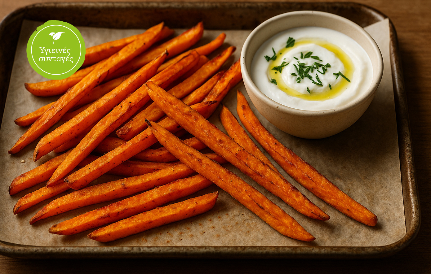 Στικς γλυκοπατάτας με ντιπ γιαουρτιού