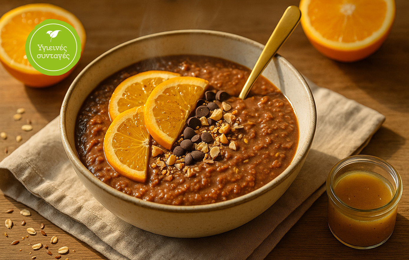 Porridge με πορτοκάλι και σοκολάτα