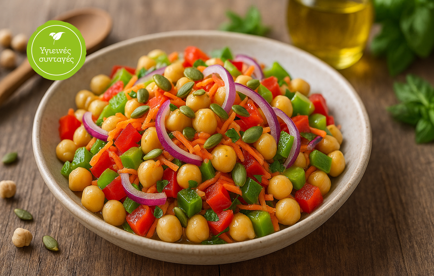 Ρεβιθοσαλάτα με λαχανικά (vegan)