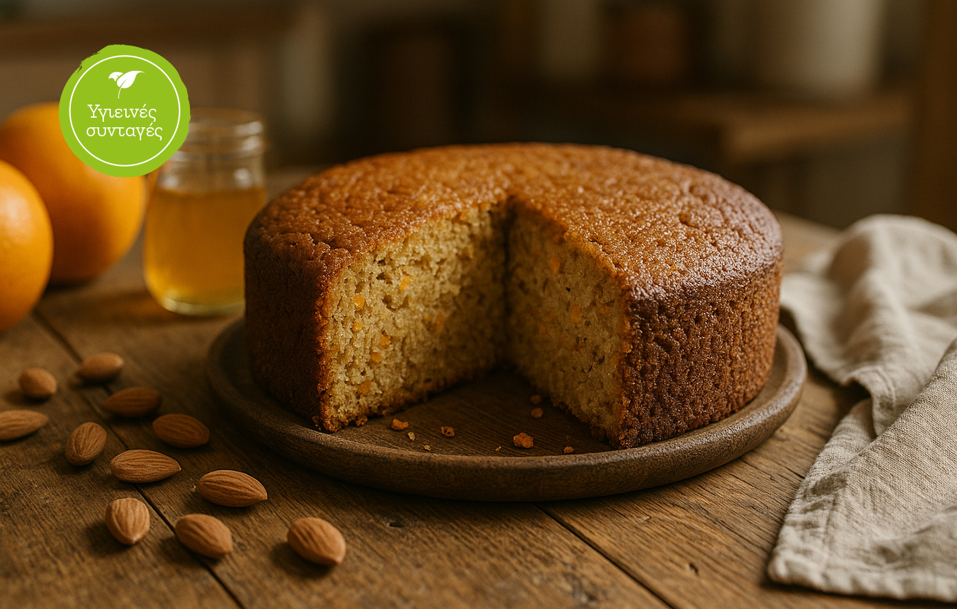 Vegan cake πορτοκάλι και αμύγδαλο