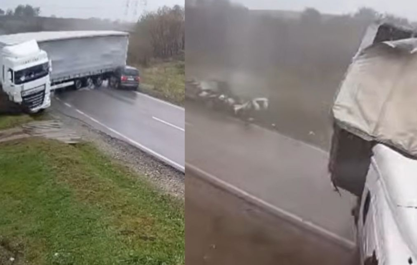 Σοκάρει βίντεο από τροχαίο στη Ρουμανία; Φορτηγό διπλώθηκε στη μέση και έπεσε σε αυτοκίνητο, σκοτώνοντας δύο άτομα