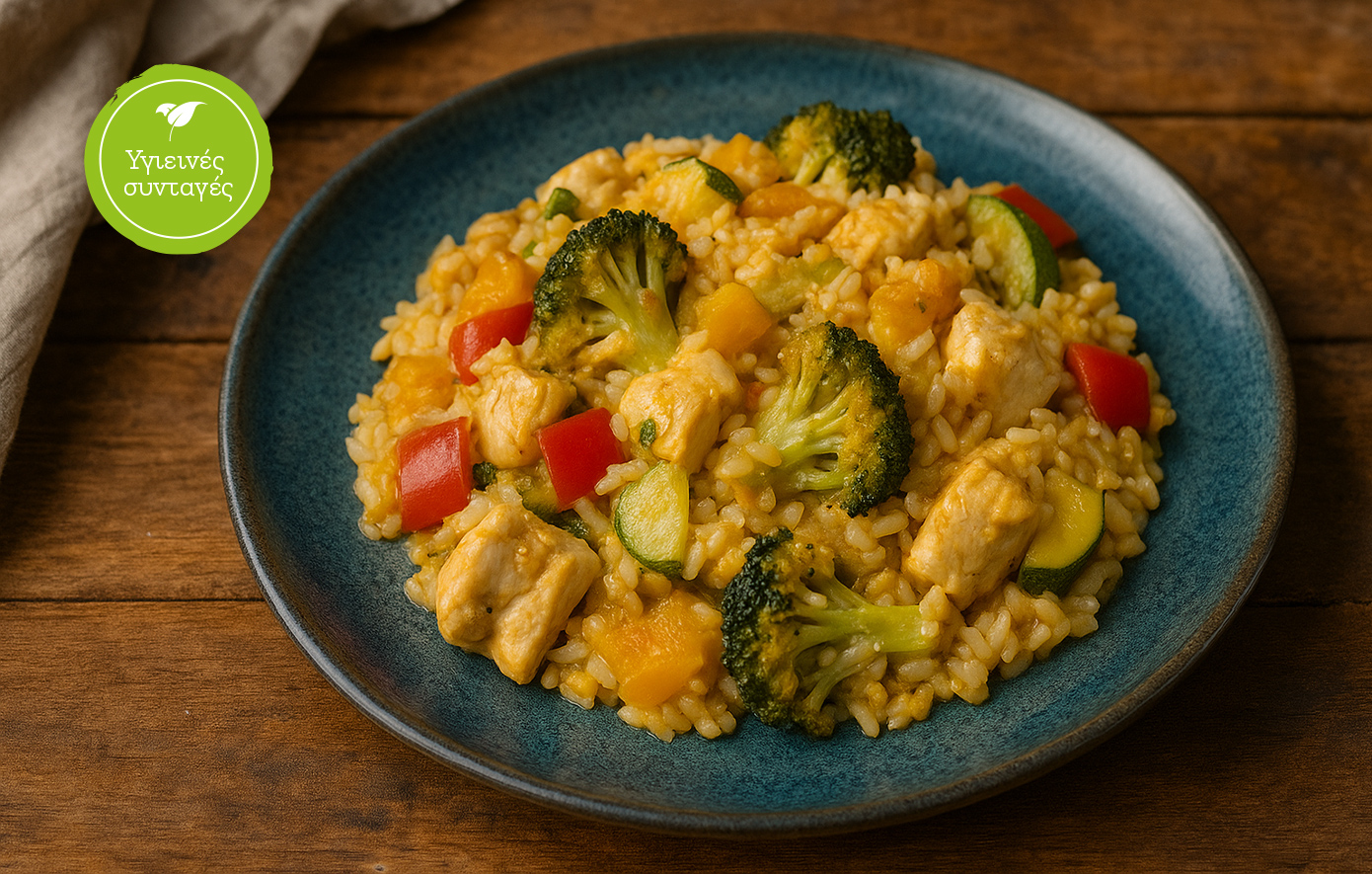 Ethnic κοτόπουλο με ρύζι &amp; λαχανικά στο φούρνο