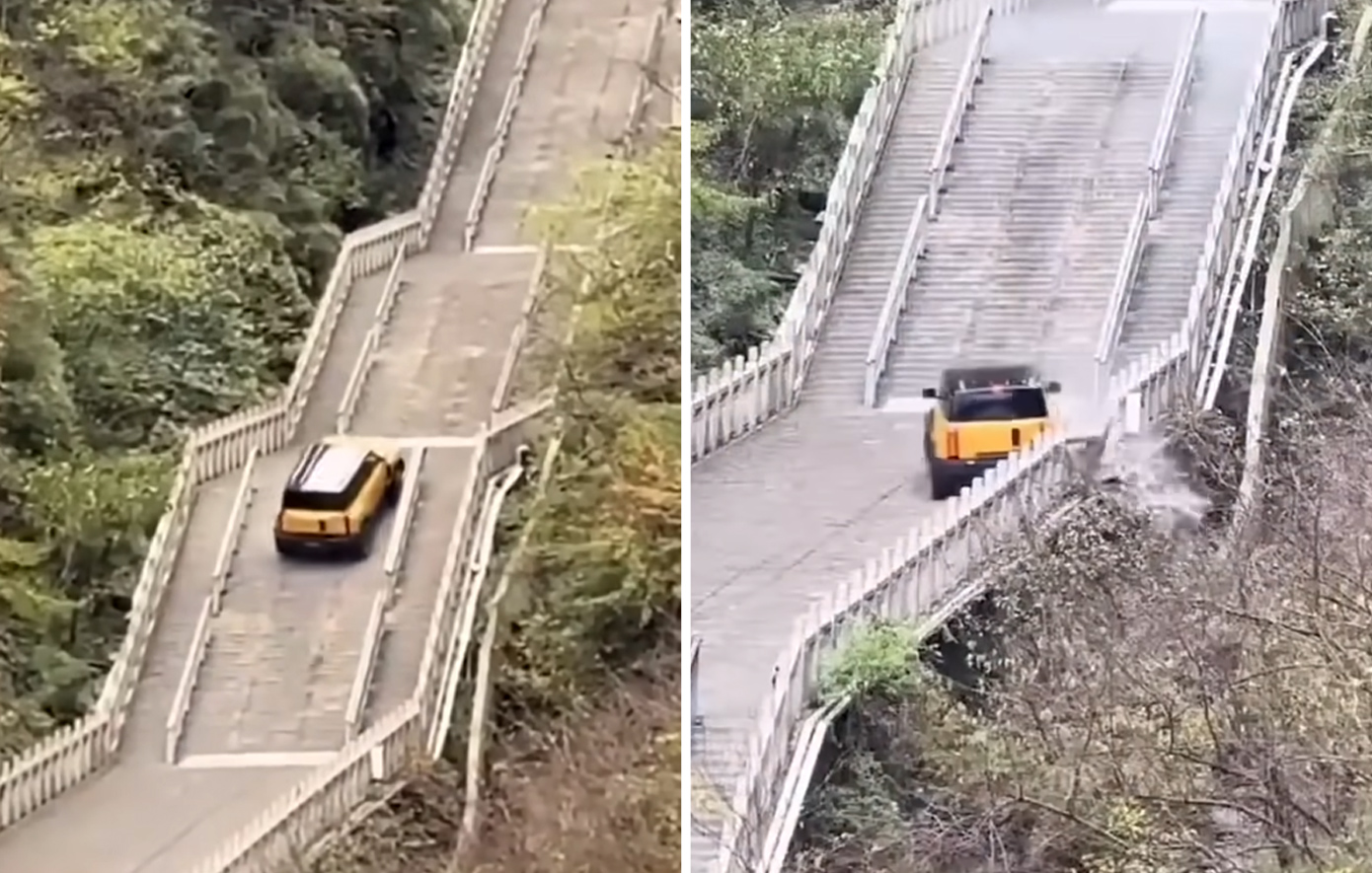 Φιάσκο η απόπειρα κινέζικου SUV να ανέβει αιωνόβια σκάλα
