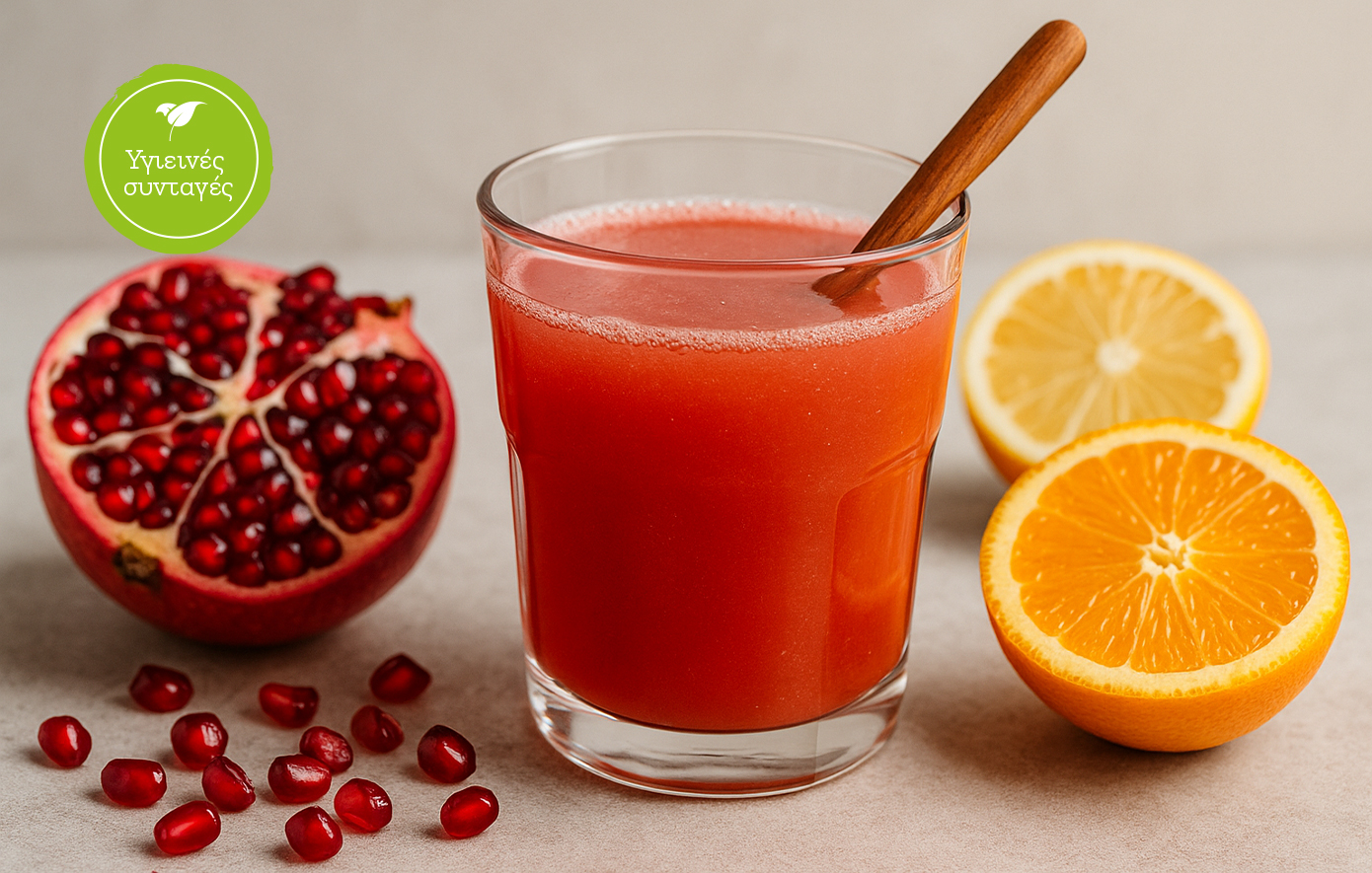 Φυσικός χυμός ρόδι με εσπεριδοειδή &amp; μέλι