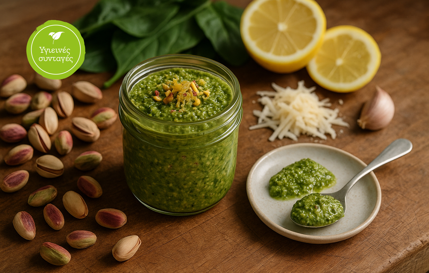 Χειροποίητο πέστο με φιστίκι Αιγίνης