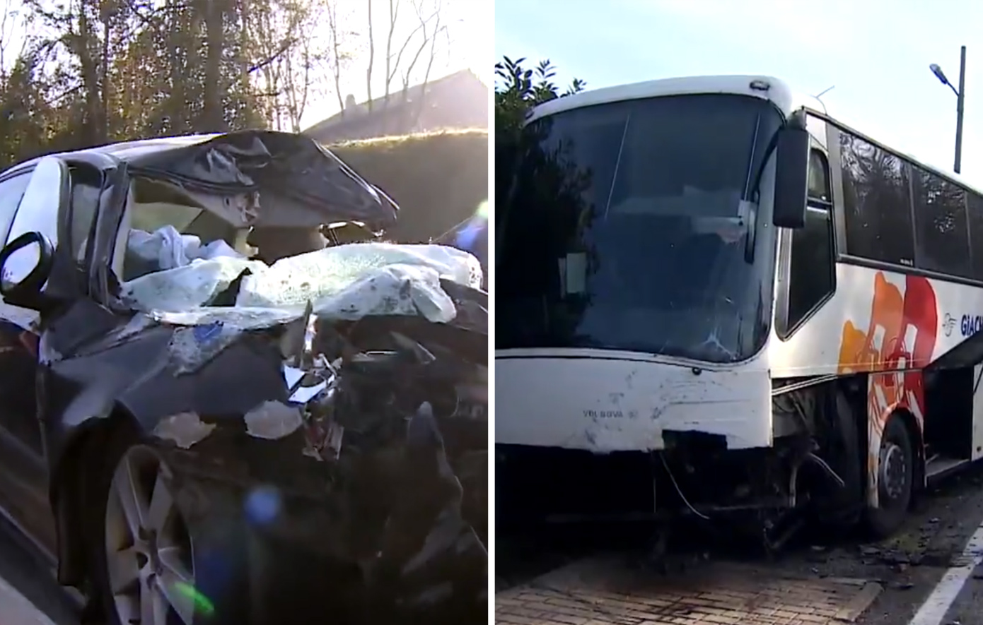 Σφοδρή σύγκρουση BMW με σχολικό λεωφορείο που μετέφερε 50 μαθητές &#8211; Πέθανε ακαριαία ο οδηγός του αυτοκινήτου