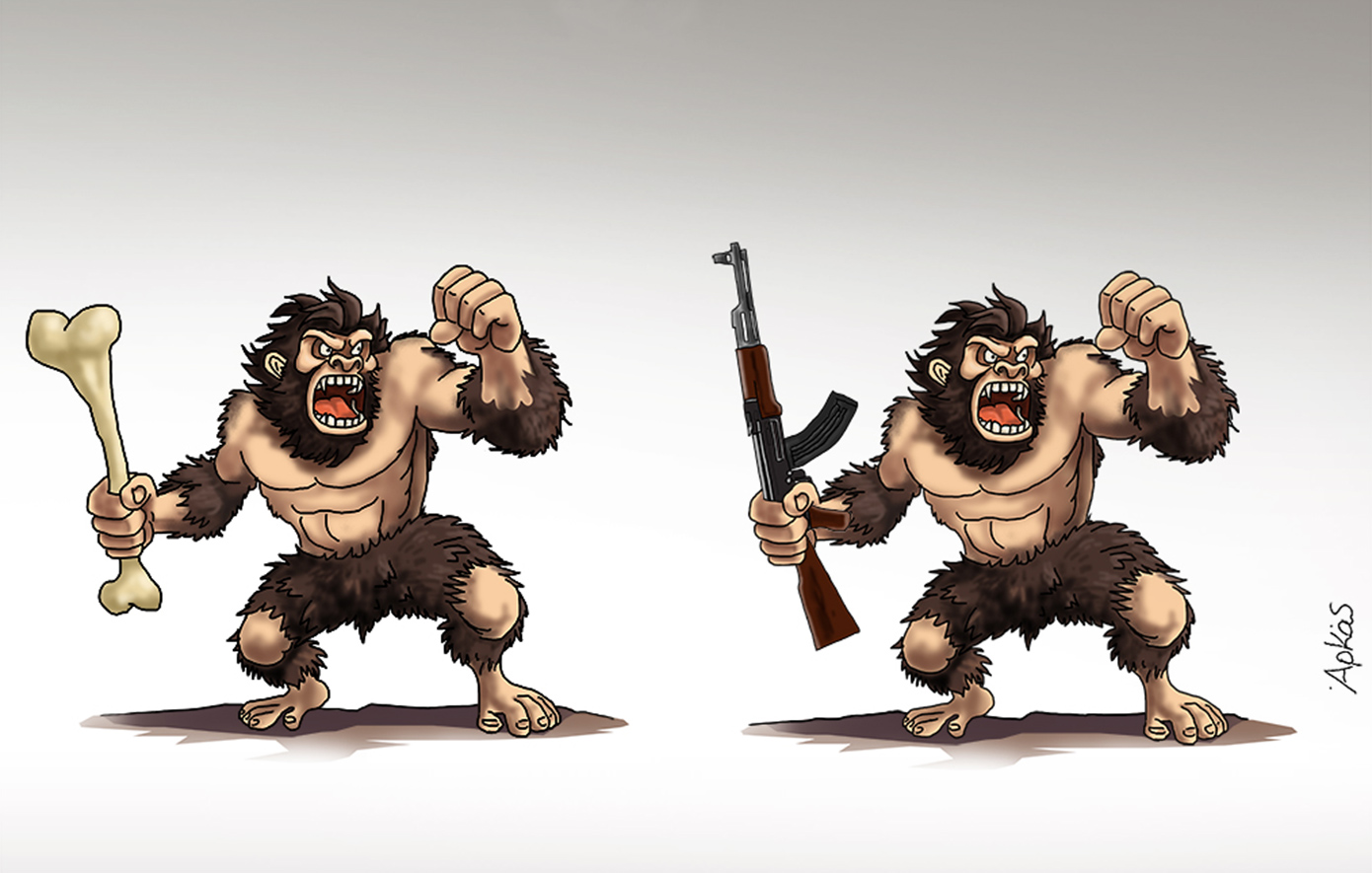 «Εξέλιξη»: Το αιχμηρό σκίτσο του Αρκά για την εξέλιξη του ανθρώπου μετά το μακελειό στα Βορίζια