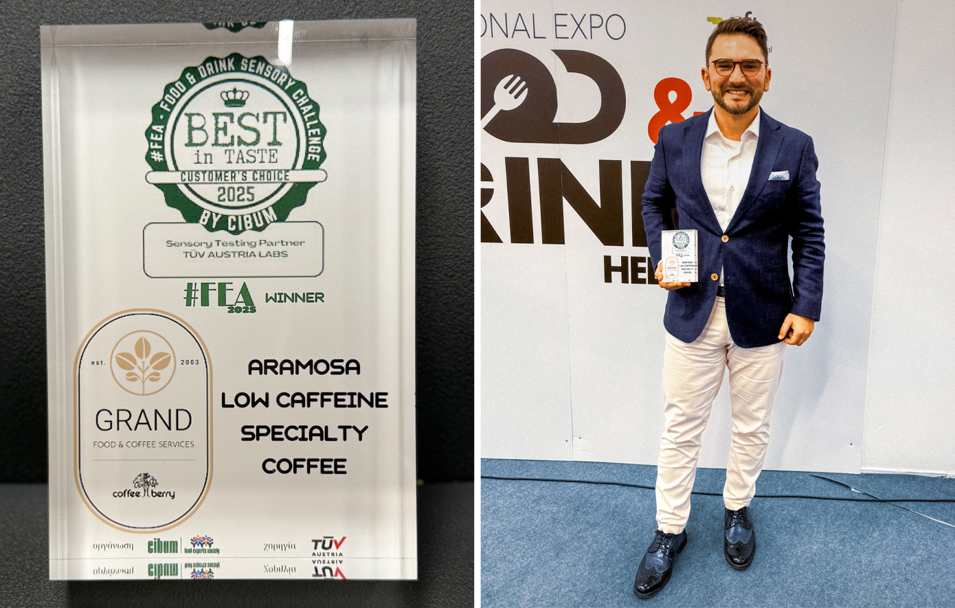 Η Coffee Berry βραβεύεται για τη νέα ποικιλία καφέ με λιγότερη καφεΐνη, που για πρώτη φορά λανσάρεται στην Ελλάδα από αλυσίδα street café