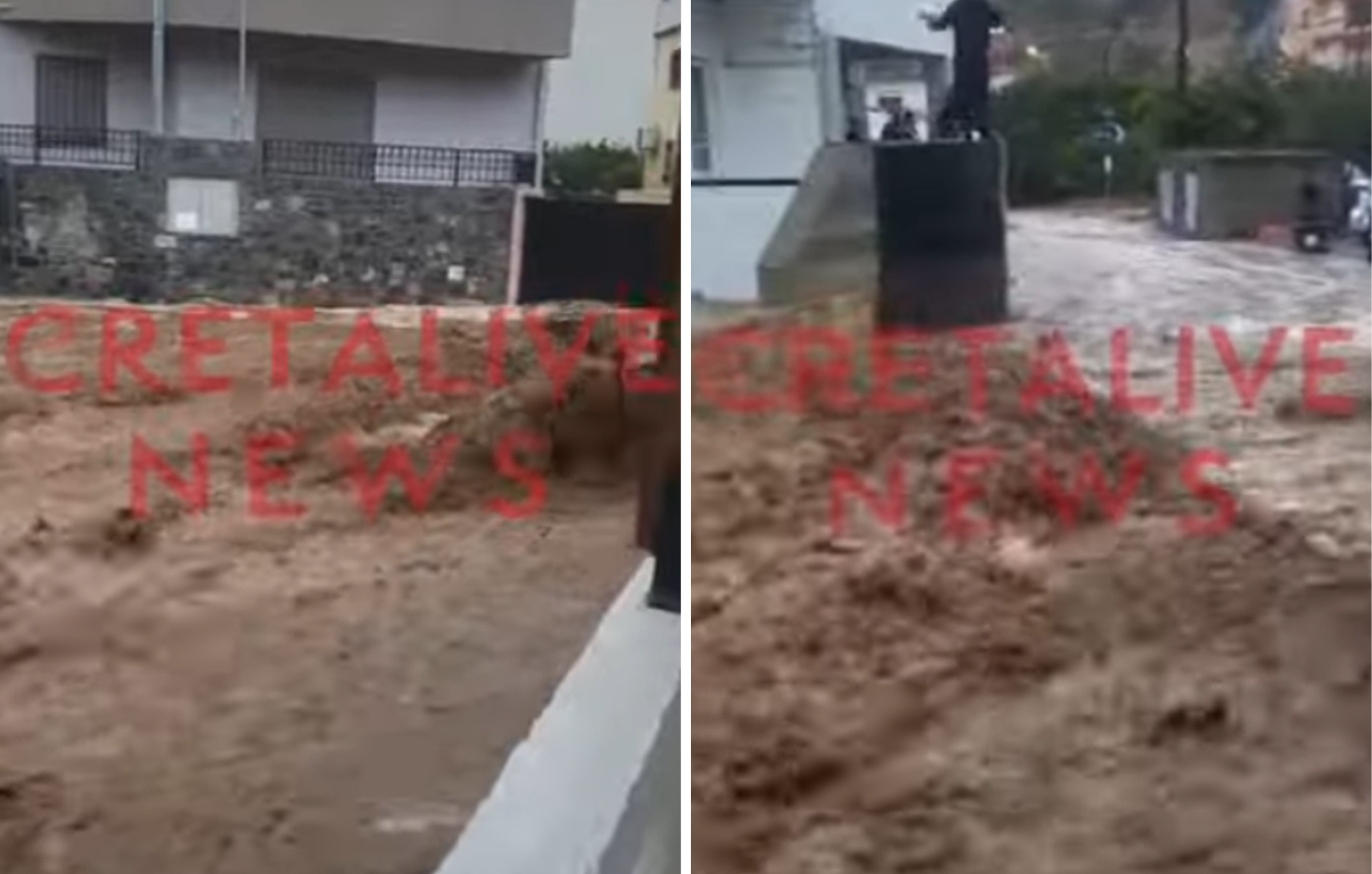 Κρήτη: Ισχυρές βροχοπτώσεις και πλημμύρες στις δυο μεγαλύτερες πόλεις του νησιού