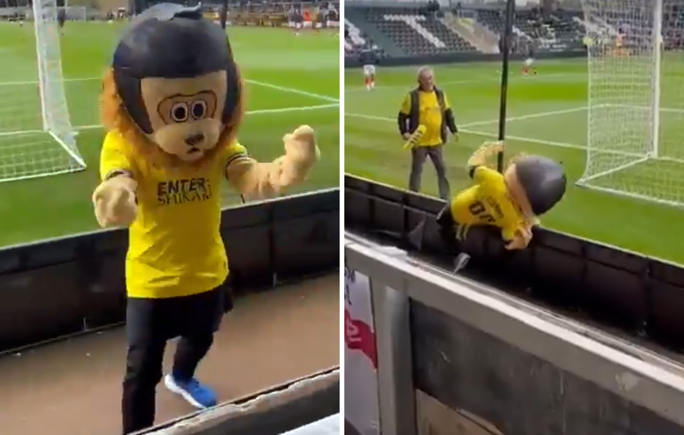 Μεθυσμένη μασκότ αποβλήθηκε από το γήπεδο μετά από πτώση και άσεμνες χειρονομίες