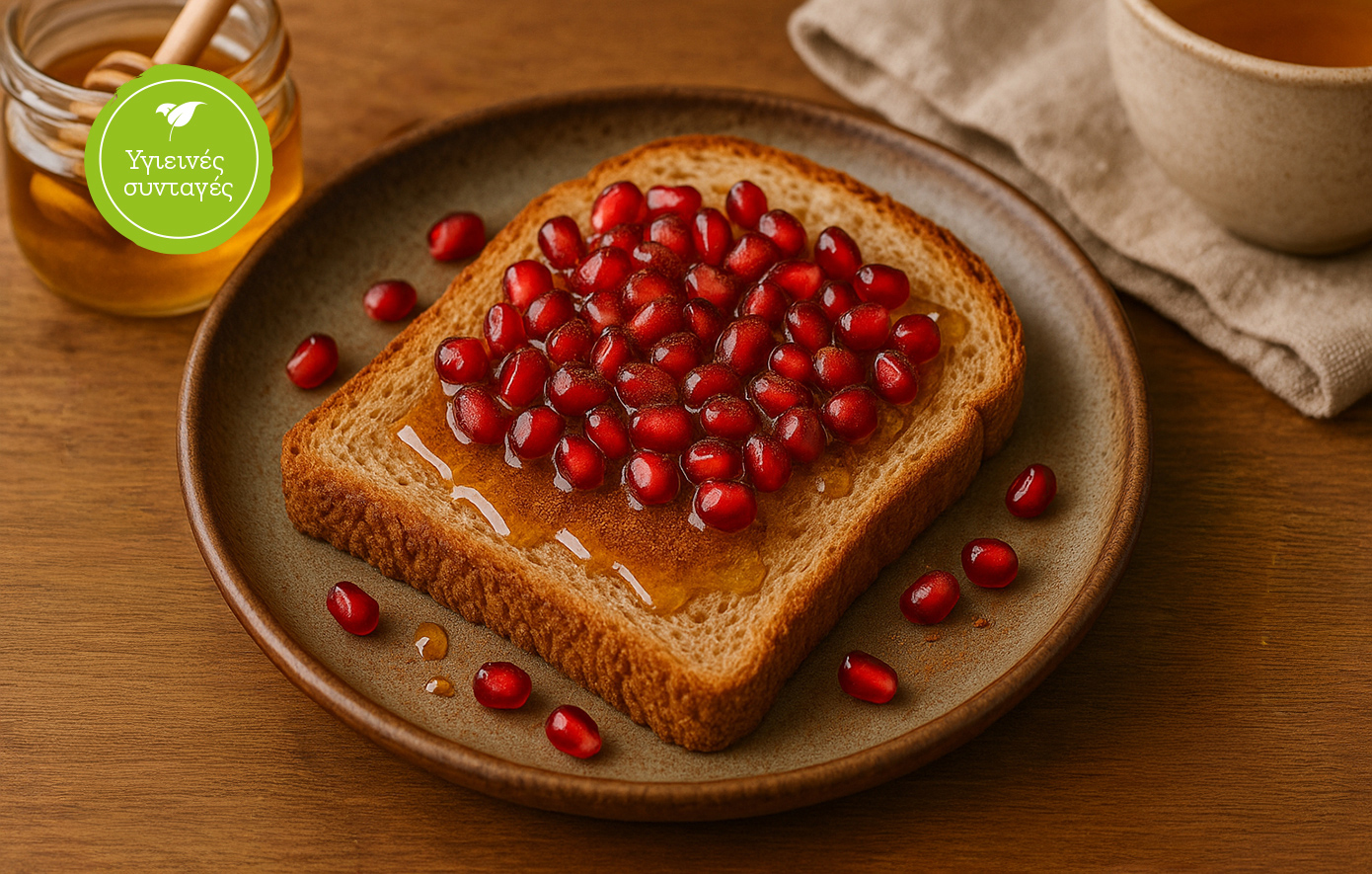 Δυναμωτικό πρωινό με ρόδι, μέλι και κανέλα