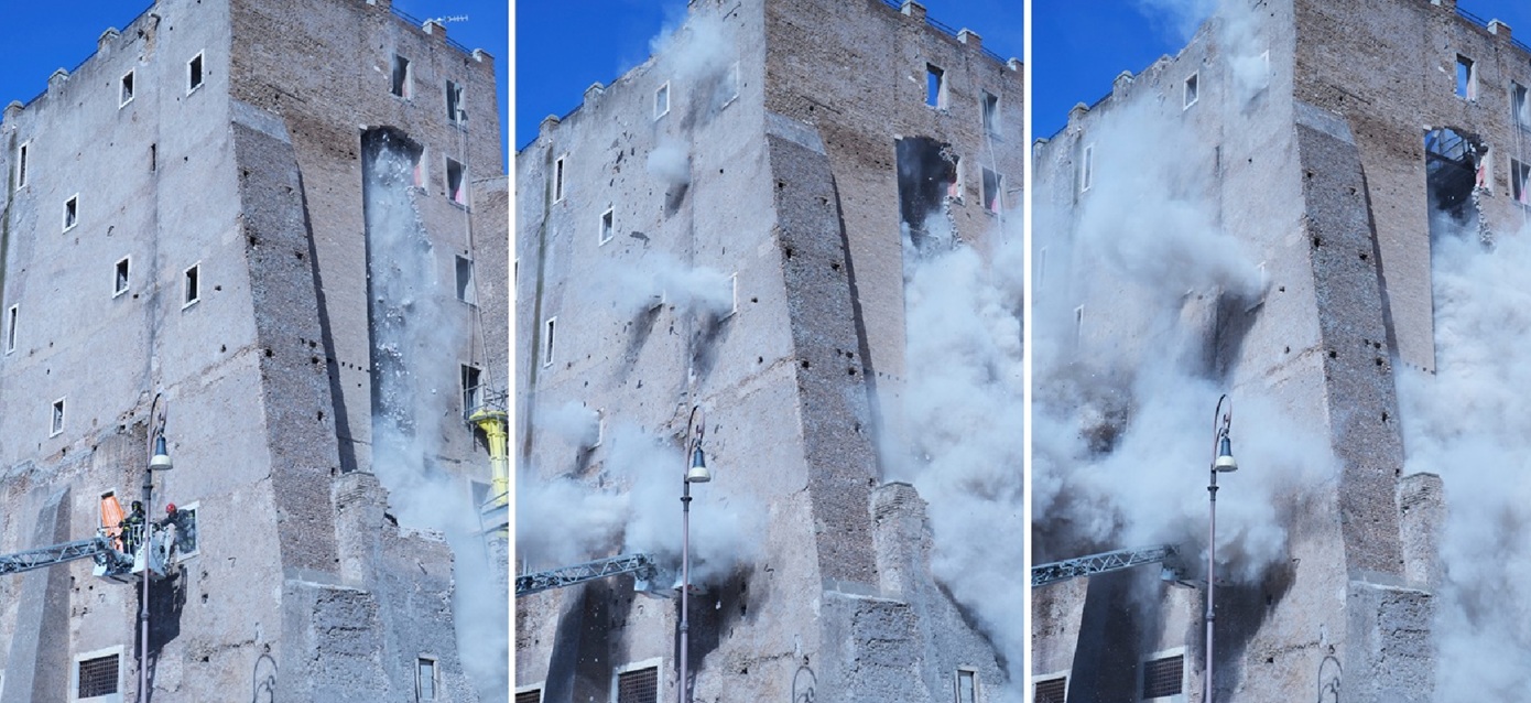 Μερική κατάρρευση του «Πύργου των Κόμηδων», κοντά στο Κολοσσαίο &#8211; Τραυματίστηκαν 4 εργάτες