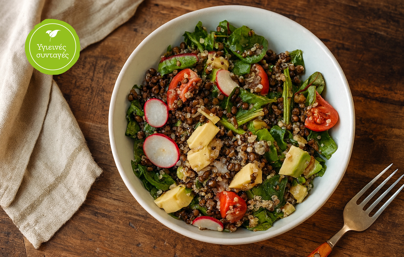 Δροσερή σαλάτα με φακές beluga