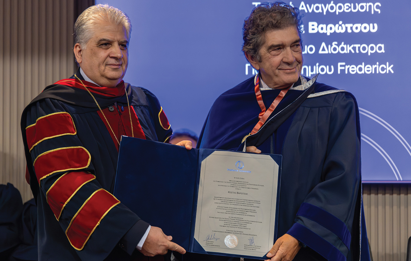 Ο Κώστας Βαρώτσος αναγορεύθηκε Επίτιμος Διδάκτορας του Πανεπιστημίου Frederick στην Κύπρο