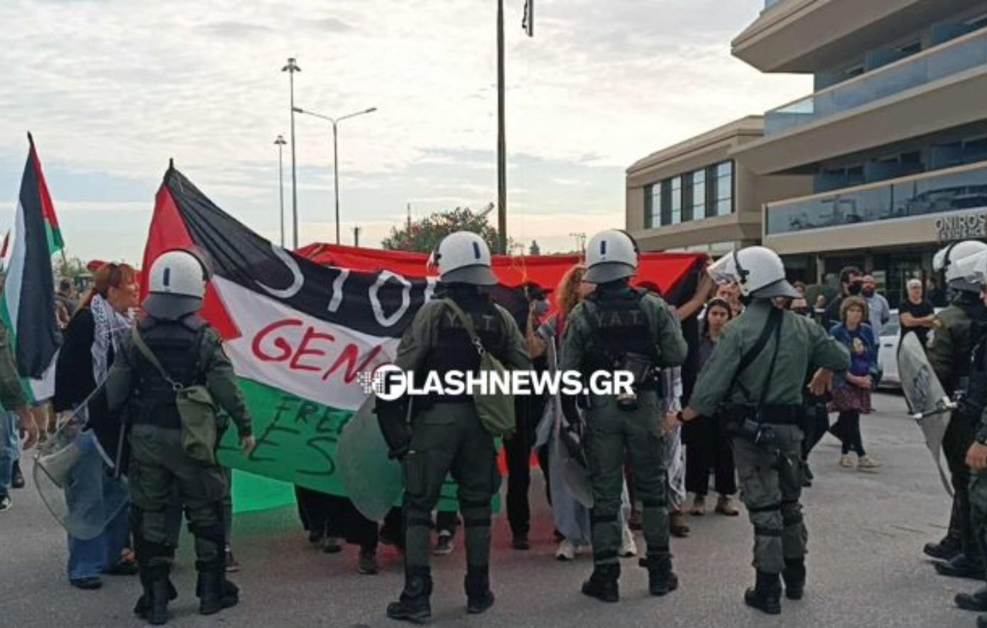 Συγκέντρωση διαμαρτυρίας στο λιμάνι της Σούδας για την άφιξη ισραηλινού κρουαζιερόπλοιου