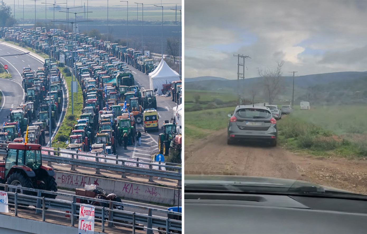 Αγροτικά μπλόκα, καθυστερήσεις και&#8230; εκτροπές σε χωματόδρομους &#8211; Σε απόγνωση οι ταξιδιώτες των Χριστουγέννων