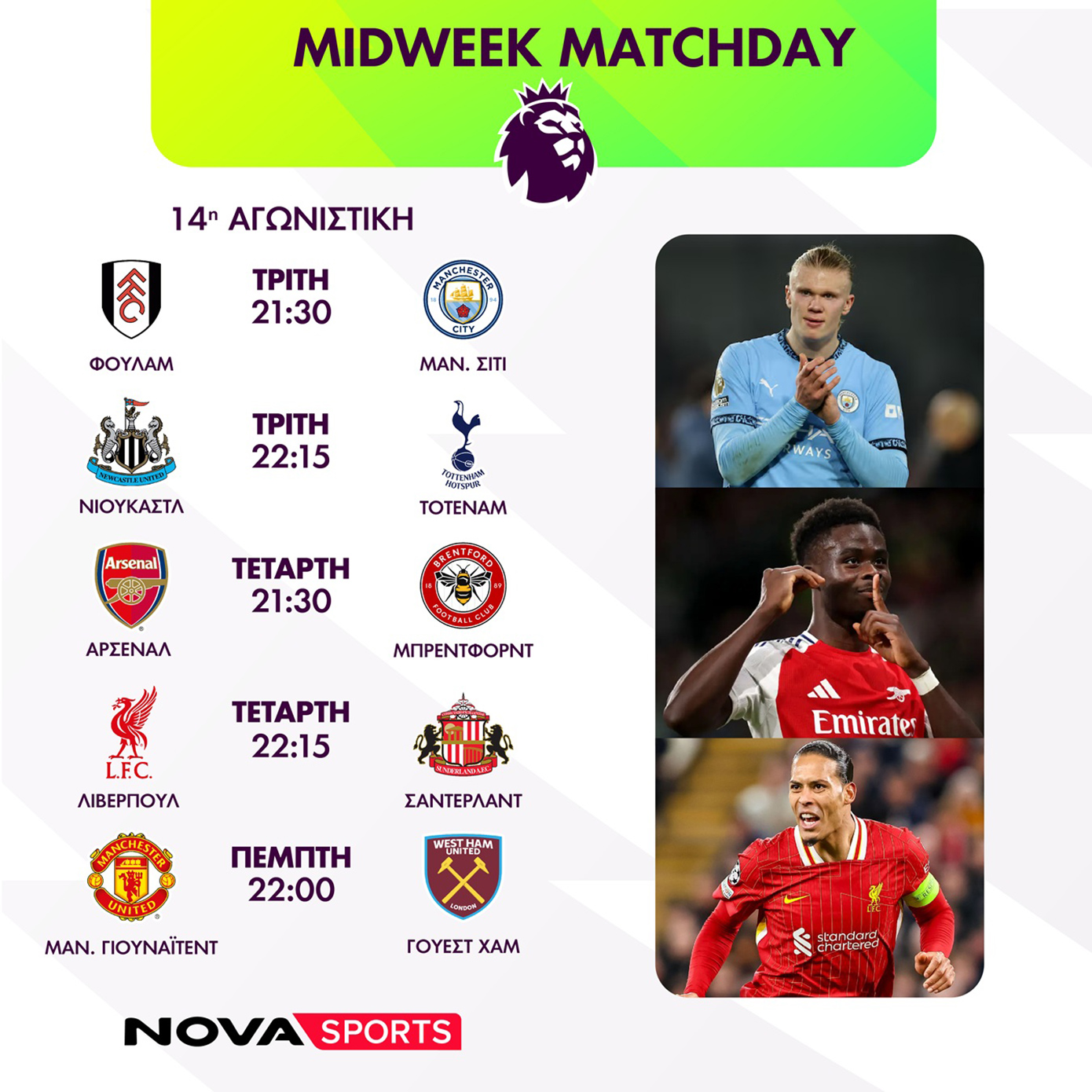 Nova: Πανδαισία με όλη τη Stoiximan Super League και ΠΑΟΚ – Άρης, διπλή Premier League, Μπαρτσελόνα – Ατλέτικο Μαδρίτης, Coppa Italia με Λάτσιο – Μίλαν, Kύπελλο Betsson στα κανάλια Novasports και Cosmote Sport!