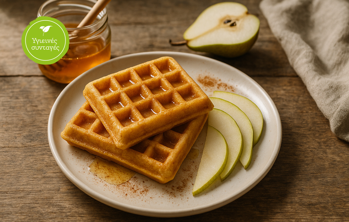 Χειροποίητες βάφλες με αχλάδι