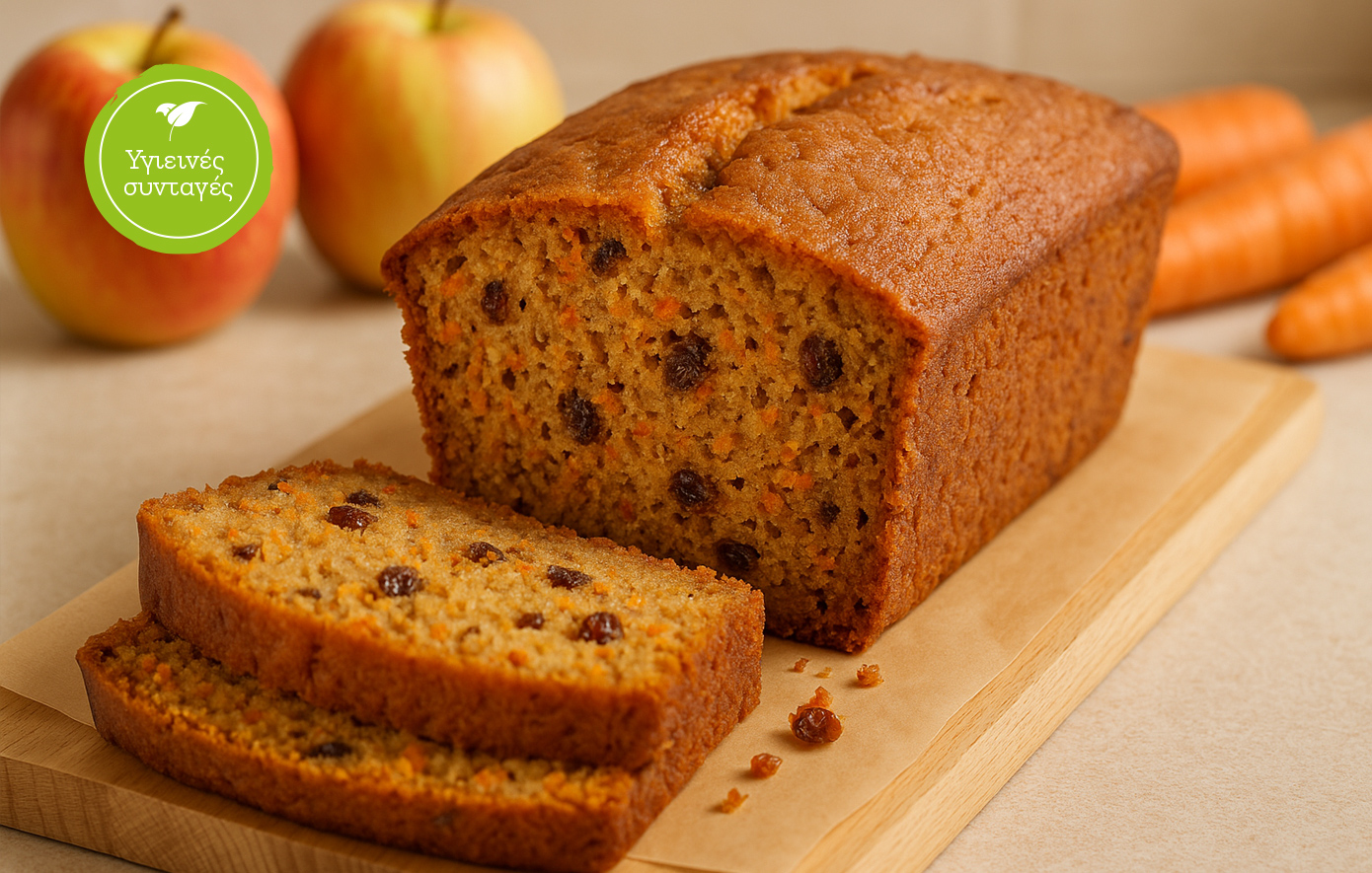 Αφράτο κέικ μήλου-καρότου