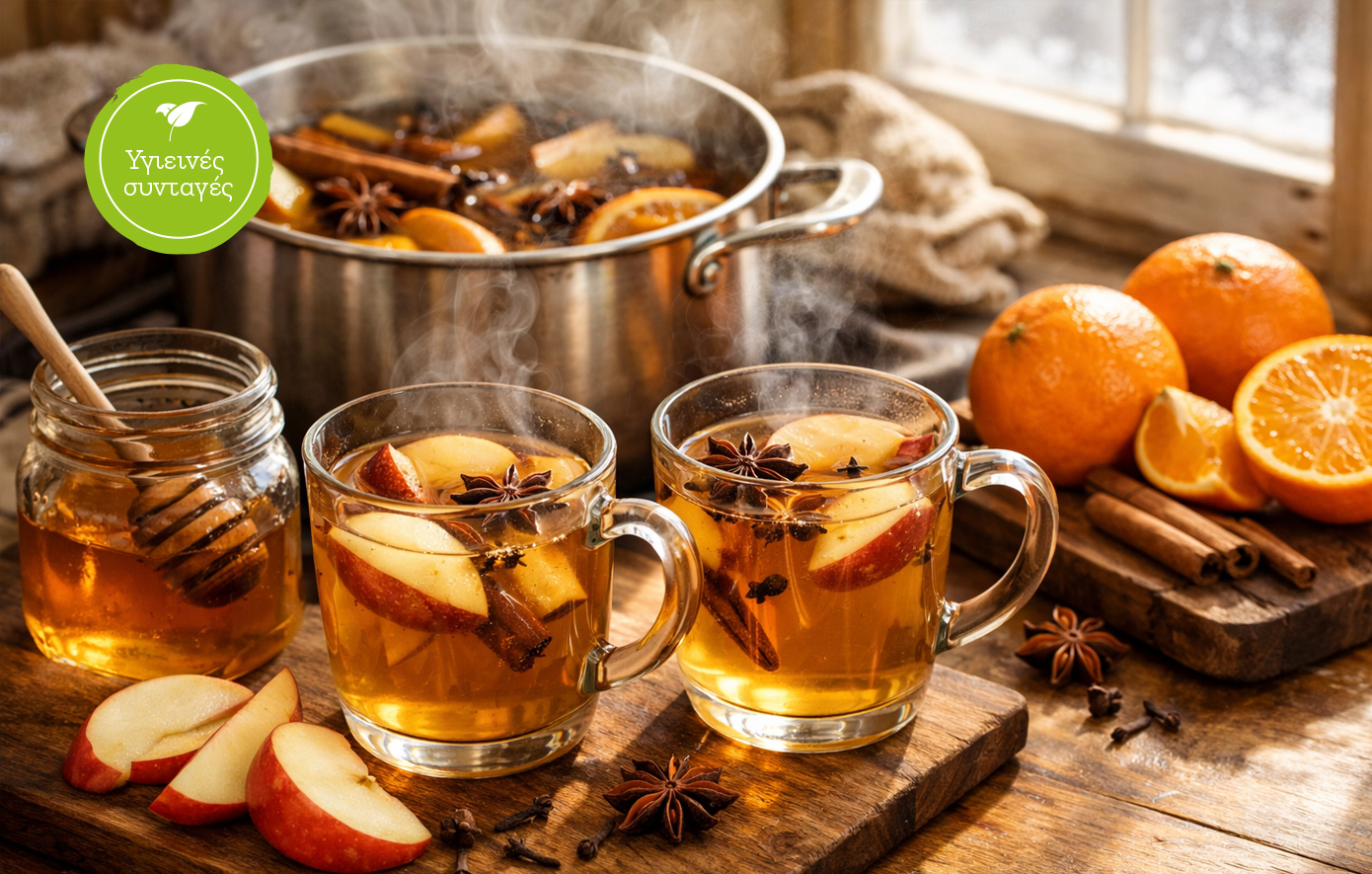 Ζεστός χυμός μήλου με μπαχαρικά