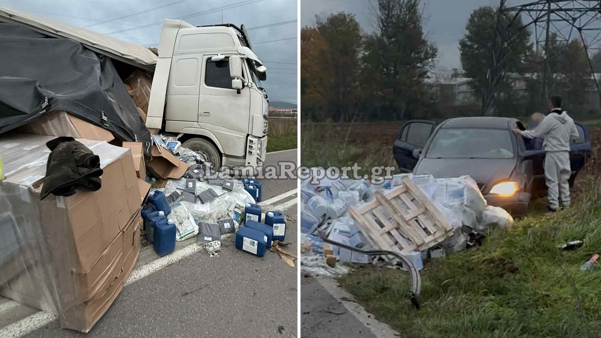 Τροχαίο με νταλίκα και ΙΧ στην εθνική Θηβών-Σχηματαρίου &#8211; Δύο ελαφρά τραυματίες, μεταξύ αυτών και παιδί