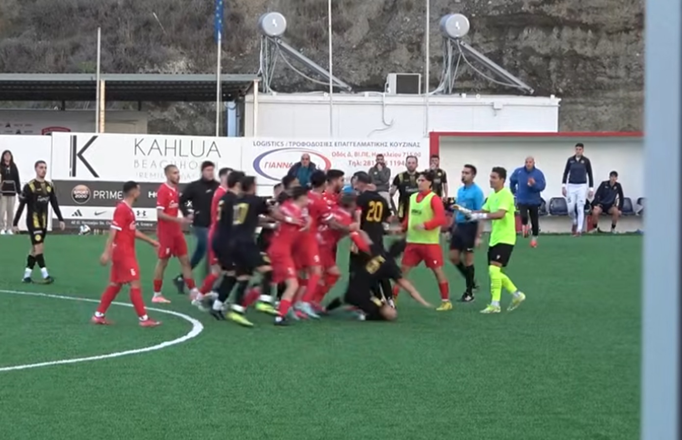 Χαμός σε ποδοσφαιρικό αγώνα στην Κρήτη &#8211; Ο προπονητής του Εργοτέλη κουτούλησε παίκτη της αντίπαλης ομάδας