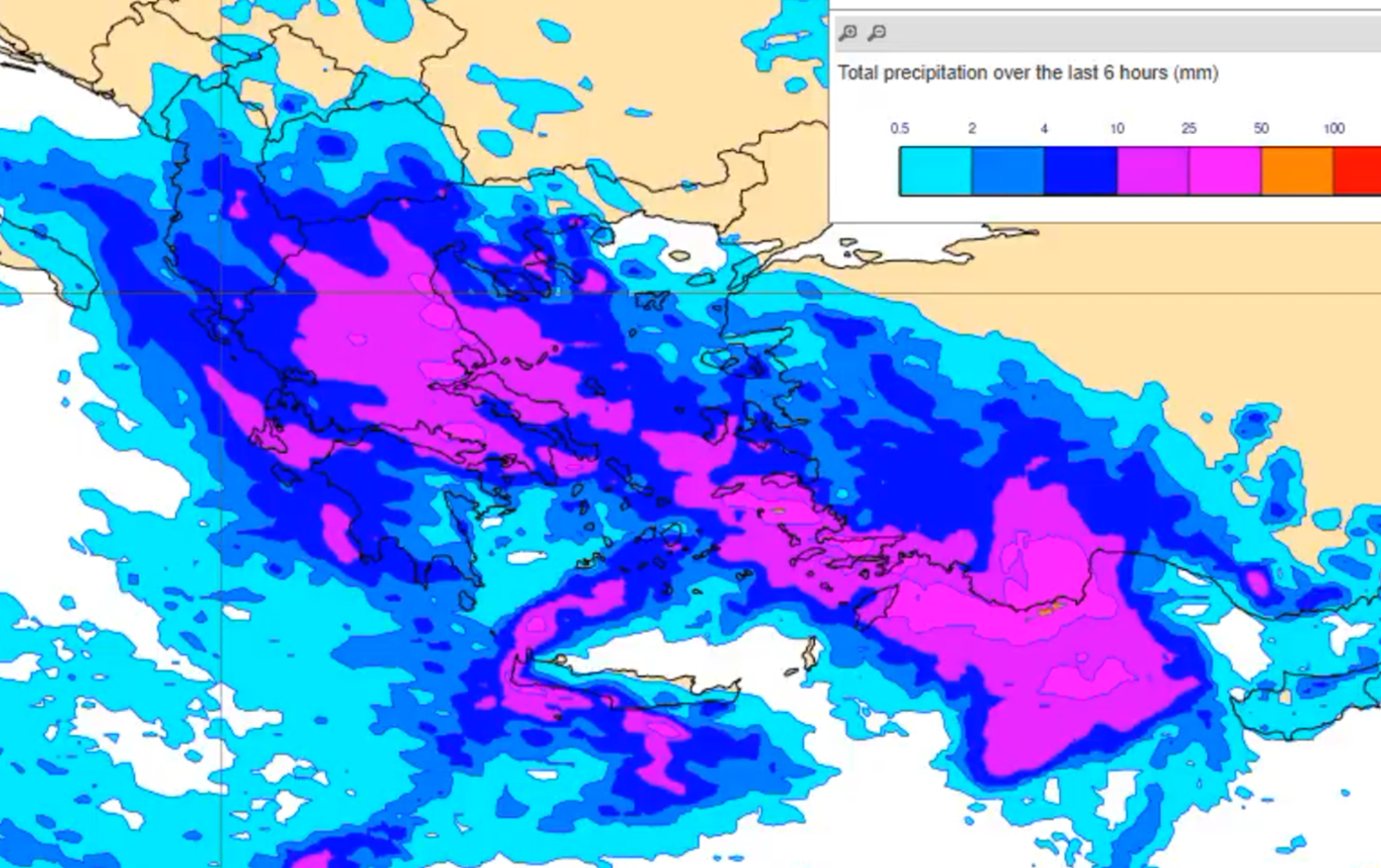 Χάρτης με την εξέλιξη της κακοκαιρίας «Byron» τις επόμενες ώρες &#8211; Καταιγίδες και στην Αττική