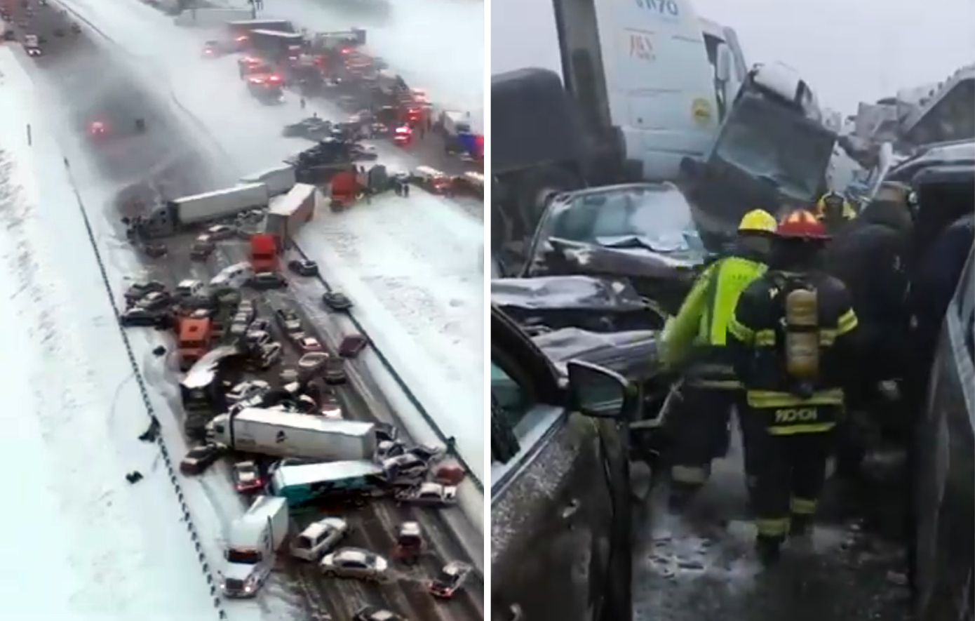 Καραμπόλα σχεδόν 50 οχημάτων σε αυτοκινητόδρομο στην Ιντιάνα από την έντονη χιονόπτωση