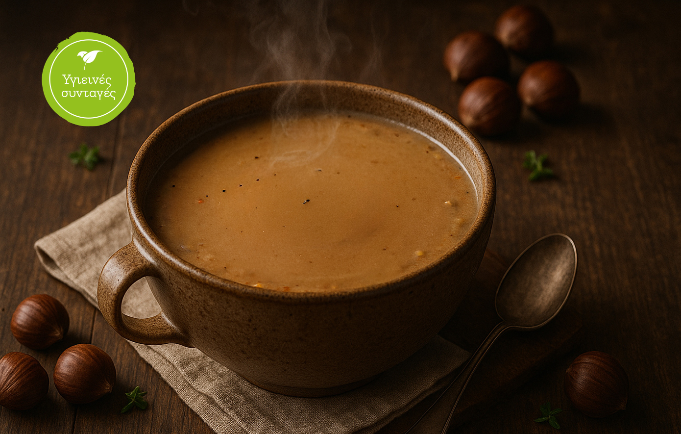 Σούπα κάστανο με κρέμα καρύδας (vegan)