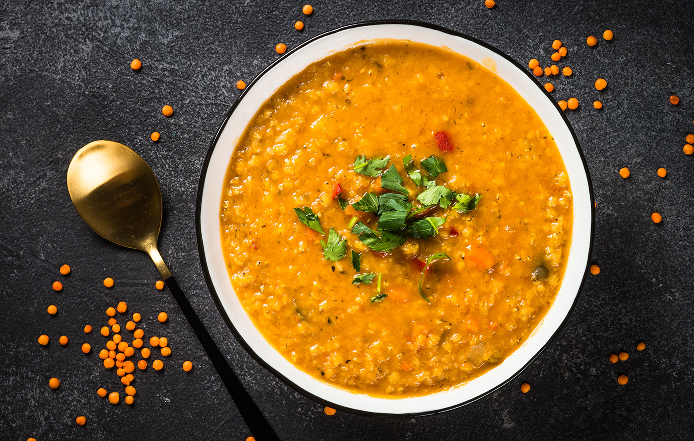 Σούπα φακές με κάρυ