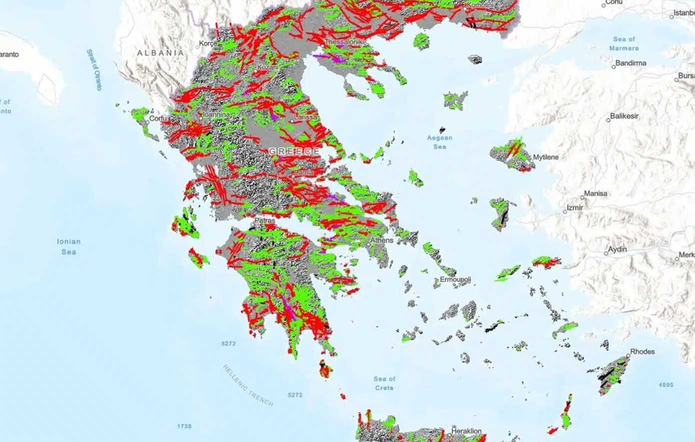 Ο πλήρης σεισμικός χάρτης της χώρας: Καταγράφηκαν συνολικά 3.815 ίχνη ρηγμάτων εκ των οποίων πάνω από 2.000 είναι ενεργά