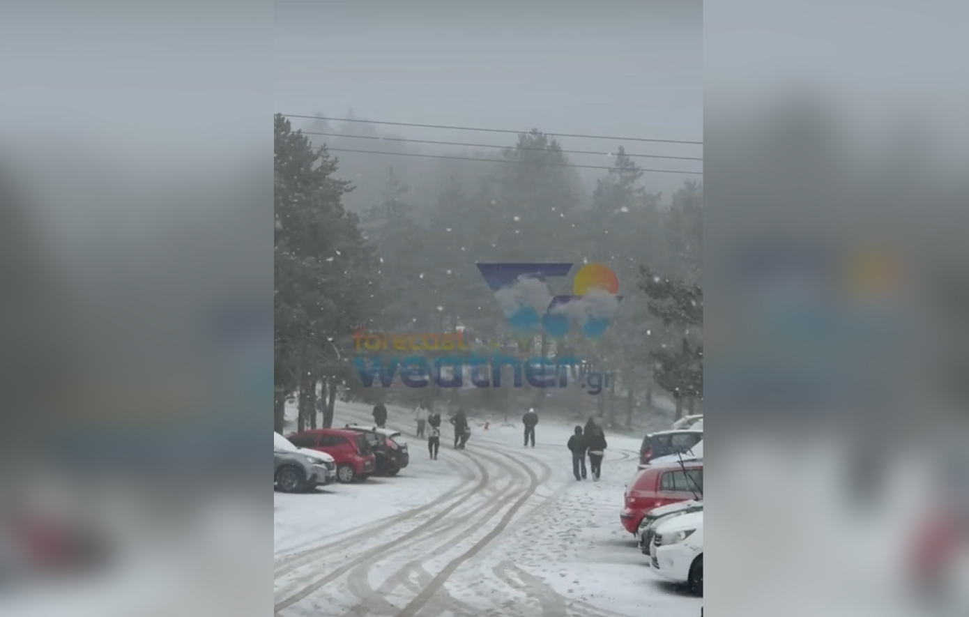 Διακοπή κυκλοφορίας στην Πάρνηθα, λόγω χιονόπτωσης &#8211; Δείτε βίντεο