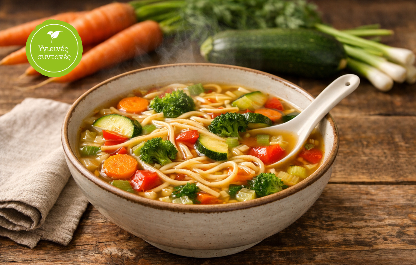 Σούπα με noodles και λαχανικά