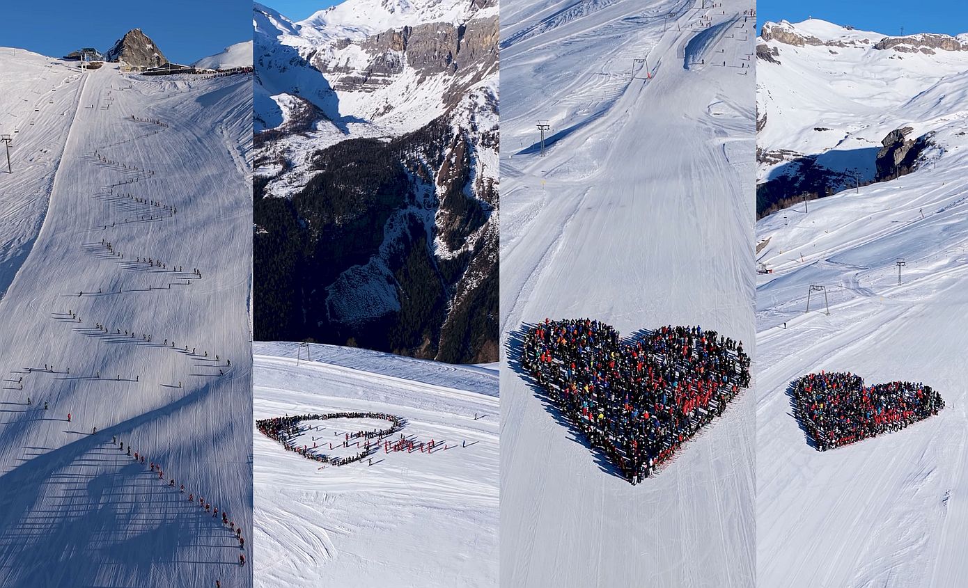 Η συγκινητική κίνηση στο Κραν Μοντανά: Σκιέρ δημιουργούν καρδιά στη μνήμη των θυμάτων