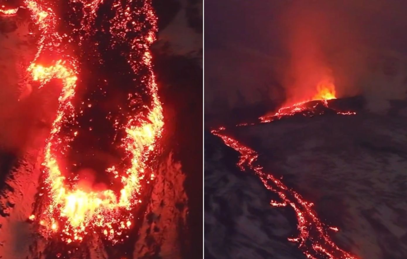 Eκρήγνυται ξανά το ηφαίστειο της Αίτνας: Η εντυπωσιακή ροή λάβας στην κοιλάδα Βάλε ντελ Μπόβε