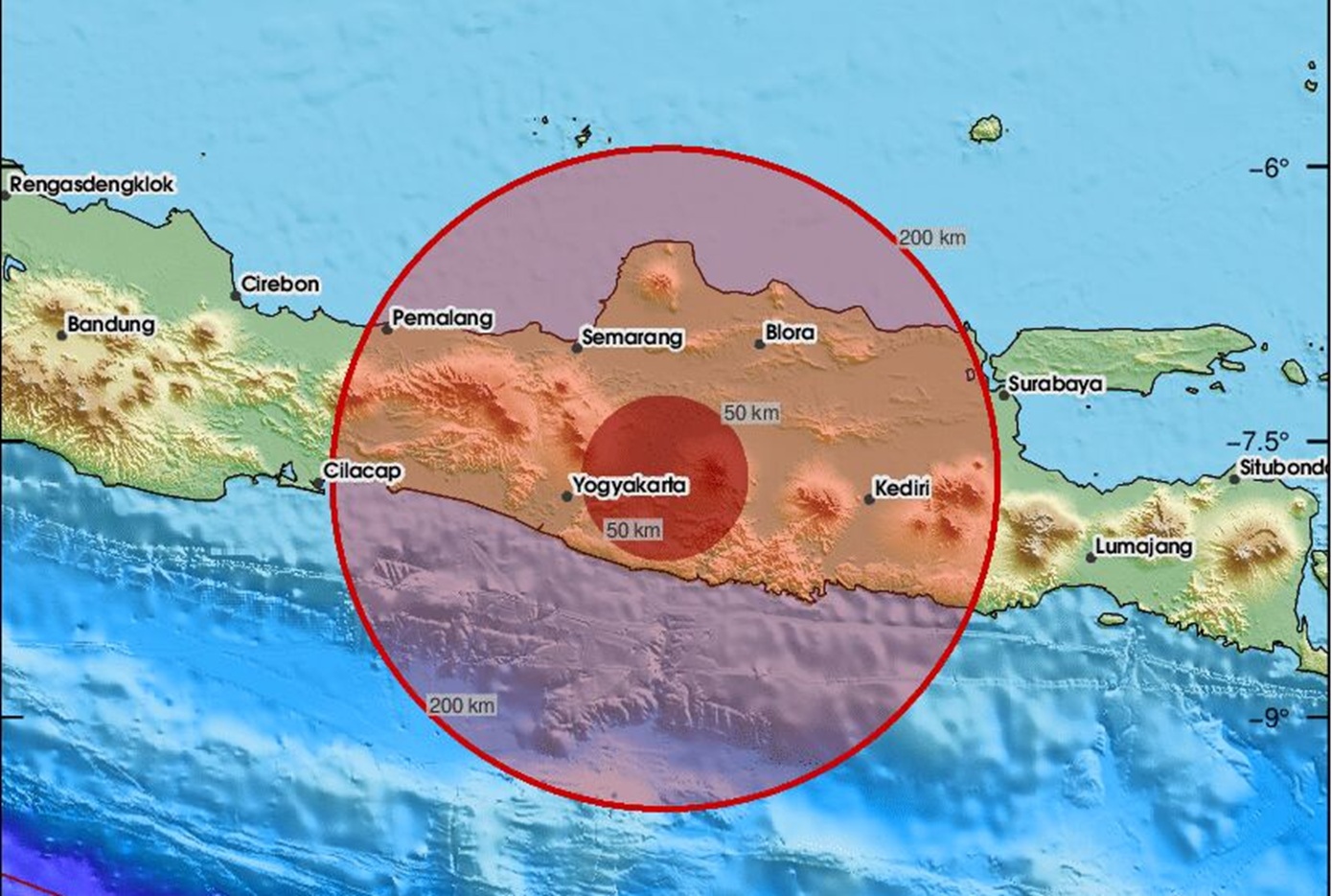 Ισχυρός σεισμός 5,7 Ρίχτερ κοντά στην Ιάβα της Ινδονησίας