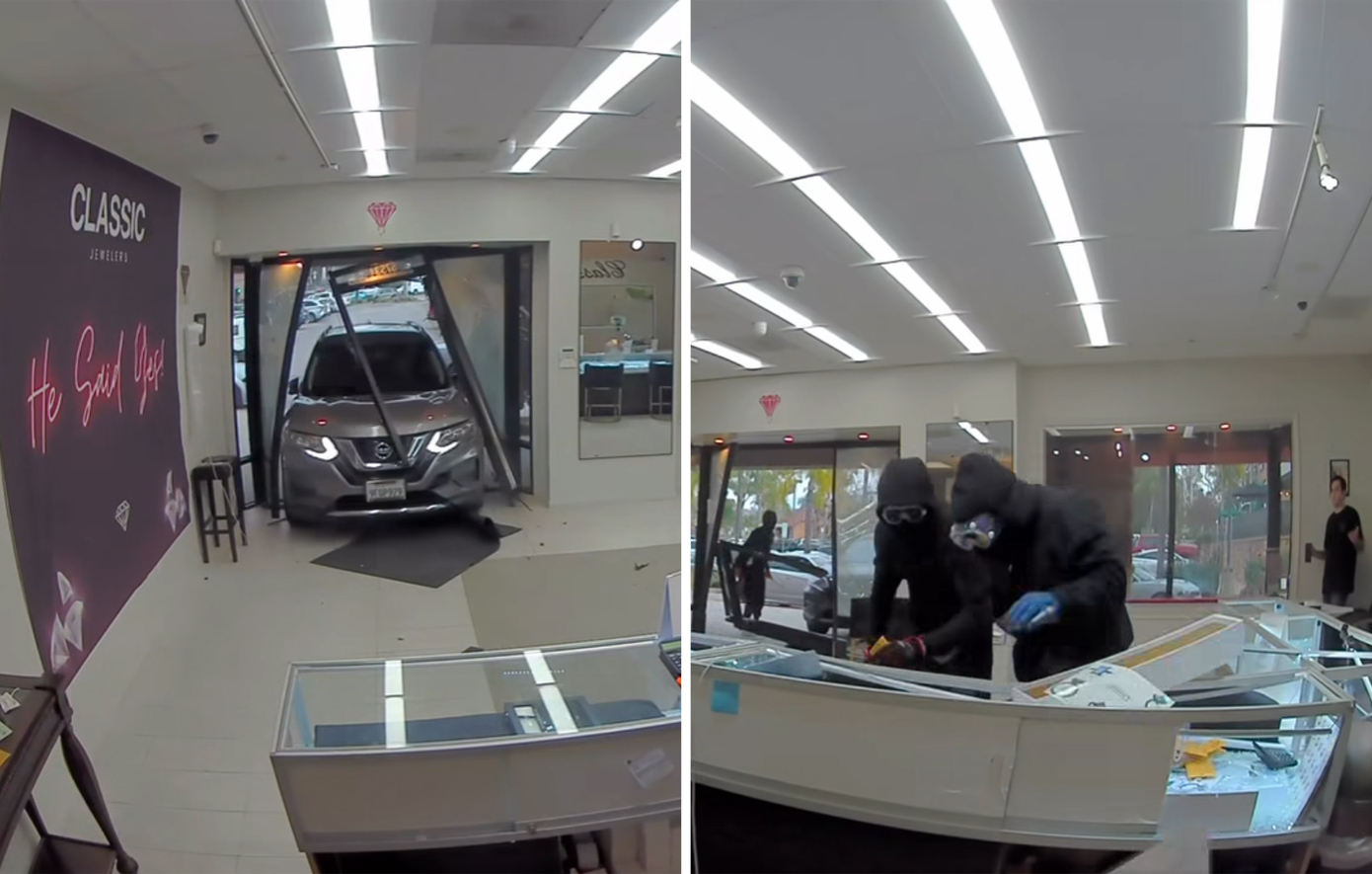Ληστές εισέβαλαν με αυτοκίνητο μέσα σε κοσμηματοπωλείο στην Καλιφόρνια και άρπαξαν κοσμήματα αξίας 1 εκατ. δολαρίων