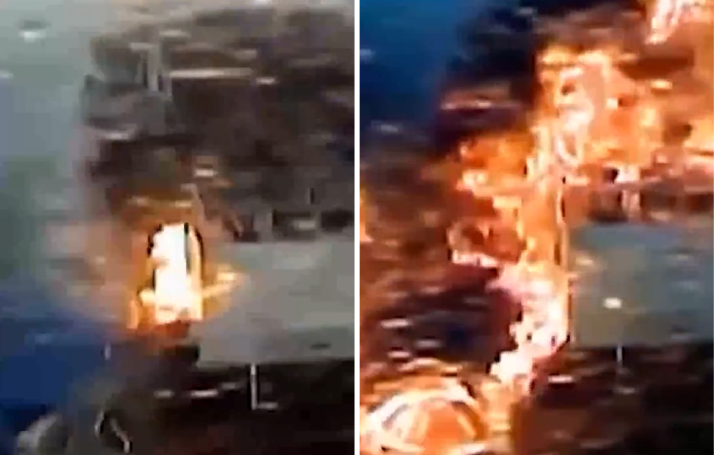 Συγκλονιστικό βίντεο από τη σύγκρουση πλοίων και την έκρηξη που ακολούθησε &#8211; Δεξαμενόπλοιο εμβολίζεται από πλοίο μεταφοράς εμπορευματοκιβωτίων