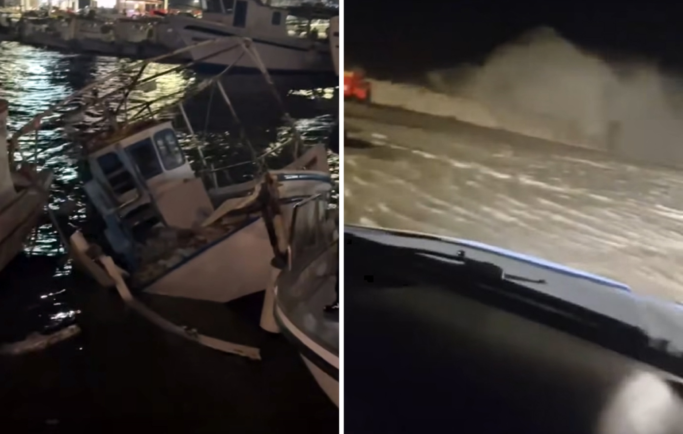 Στο έλεος της κακοκαιρίας η Ρόδος: «Μάχη» έδωσε πλοίο για να δέσει στο λιμάνι &#8211; Η θάλασσα «βγήκε» σε παραλιακό δρόμο, ζημιές σε αλιευτικά σκάφη