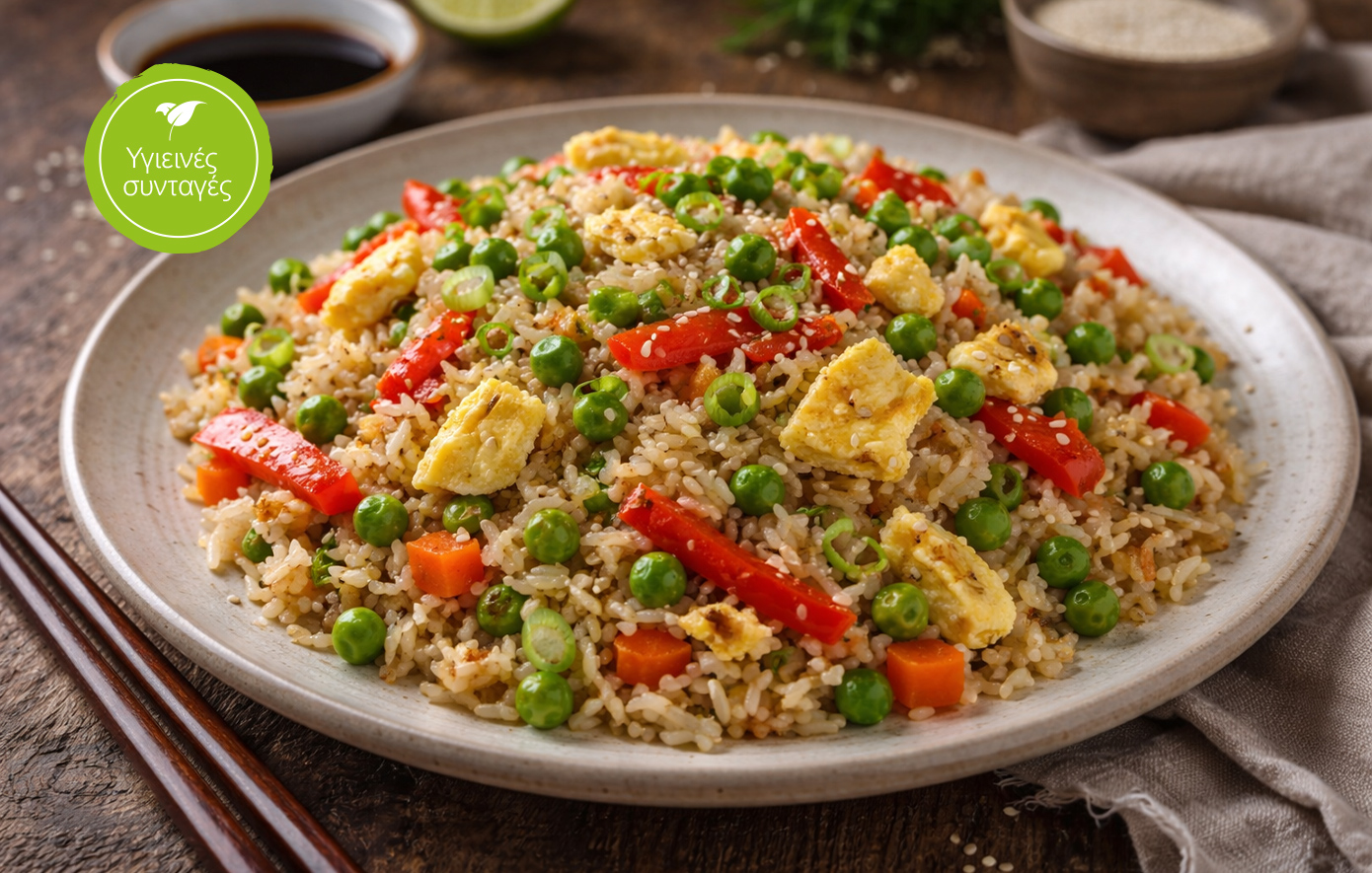 Υγιεινό βραδινό: Ρύζι με λαχανικά &amp; αβγό