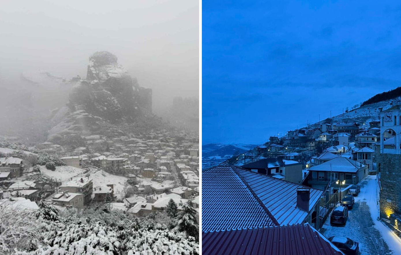 Χιονίζει στη Θεσσαλονίκη, το «έστρωσε» μέσα στα Τρίκαλα &#8211; Λευκό πέπλο σε πολλές περιοχές της χώρας